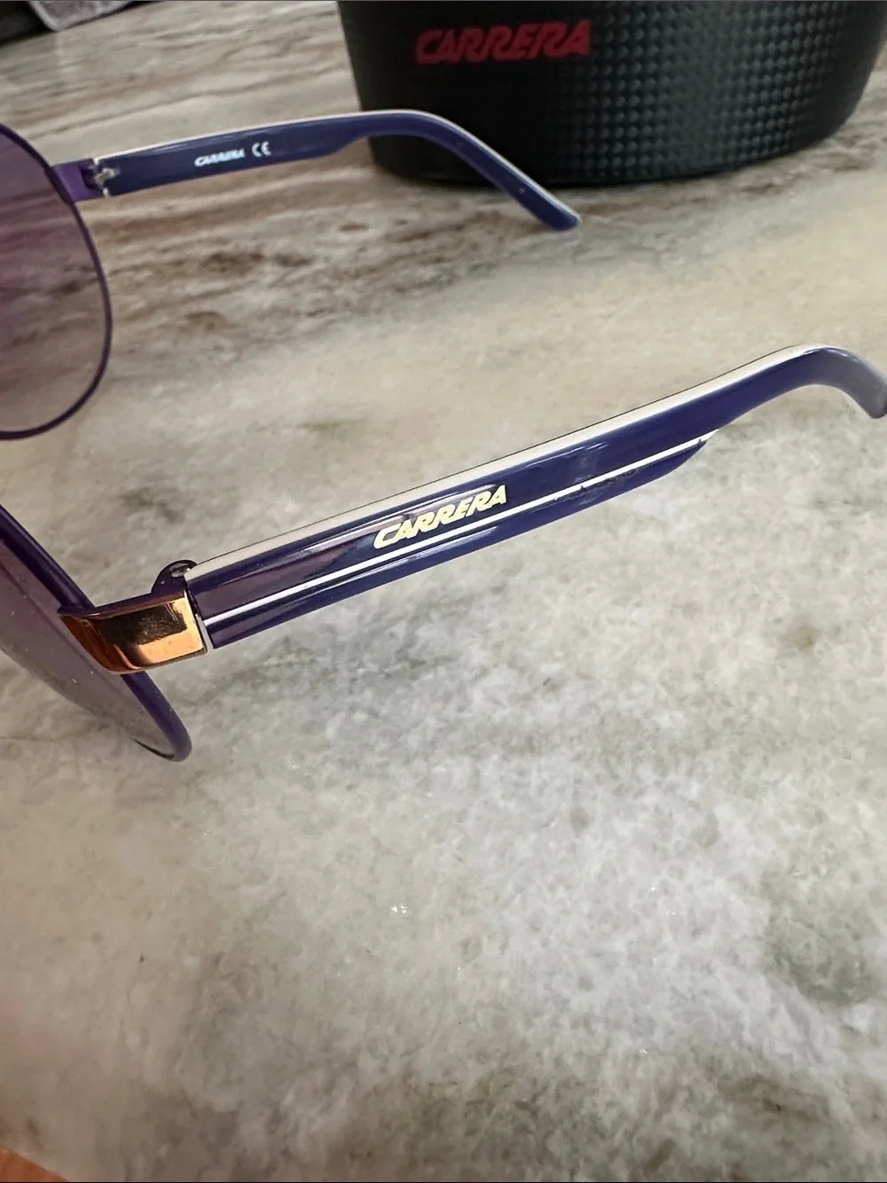 Carrera Women's Shield Sunglasses in Purple and White with Gold Accent